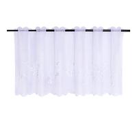 Joyswahl Felizia 1 Pièce Rideau Brise-Bise Perforé Passe Tringle en Polyester Petit Voilage avec Broderie de Fleurs en Dentelle Transparent Maison de Campagne Décor de Fenêtre Blanc HxL 45x90CM