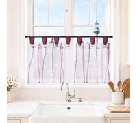 Joyswahl Leonie Rideaux Brise-Bise Transparent avec Pattes Passe Tringle Rayures Rideau Cuisine Décoration de Fenêtre Violet HxL 60x120cm