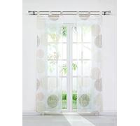 Joyswahl Lot de 2 Rideaux Voilages en Voile Transparent avec Nid à Pattes Décoration de Grande Fenêtre Porte Salon Chambre Sable LxH 57x175cm