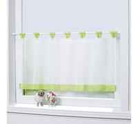 Joyswahl Mia Rideau Brise-Bise Uni Voilage à Passants en Polyester Transparent Simple Salle de Bain Cuisine Chambre à Coucher Balcon Vert HxL 60x90cm