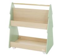 Joyz Bibliothèque pour Enfants Design Sapin, 60x38x70,5 cm, Vert Nature, Étagère à Livres en Bois Étagère à Jouets avec 3 Compartiments et 4 Roulettes, Meuble Espace de Rangement pour Chambre d'Enfant