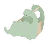 Joyz Coffre à Jouets en Bois, Design Dino, 57x31,5x49 cm, Vert-Nature, Bibliothèque avec Espace Ouvert, Chariot à roulettes, Boîte avec Espace de Rangement, Trotteur Pratique pour Chambre d'enfant