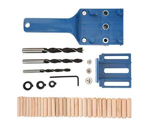 Joyzan Guide Perceuse Trous Goujon Bois, Gabarit Tourillon Perçage Cheville Butée Parallèle Goujonnage Taille Réglable Antidérapant Travail Outil Manuel Utilisatio ABS Poche Clip Droit 6,8,10MM