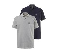 JP 1880 Hommes Grandes Tailles L-8XL Polo Manches Courtes en Coton, Lot de 2 Gris, Bleu Marine 5XL 704317 70-5XL