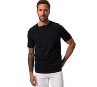 JP 1880 Hommes Grandes Tailles L-8XL T-Shirt Basic à col Tunisien, Manches Courtes et Patte de Boutonnage Bleu Marine 3XL 726695785-3XL