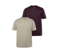 JP 1880 Hommes Grandes Tailles L-8XL T-Shirts, Collection Basic, Lot de 2. Col en V et Manches Courtes Aubergine 8XL 711318114-8XL
