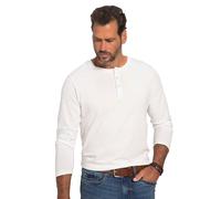 JP 1880 Shirt, Henley, Langarm, Knopfleiste, BIS 8XL, T-Shirt Homme, Weiß, 3XL