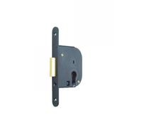 JPM - Serrure à Encastrer à Petit Coffre et Pêne Dormant - Version Clé I pour Porte de Placard, Trappe de Visite, Armoire Electrique - Axe 50mm - Têtière Bouts Ronds - Conforme Norme EN12-209 - Noir