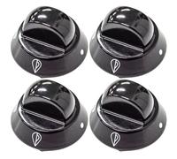 JPshop - Kit 4 boutons noirs plaque de cuisson Ø7 mm - Moyeu satiné compatible avec Ariston et Indesit M0208
