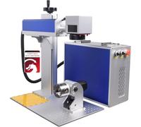 JPT MOPA 60W/100W/200W machine de marquage de gravure laser en fibre Coupe de gravure colorée sur l'acier inoxydable 200x200mm + 300x300mm Lens de travail + D80 axe rotatif marqueur de gravure (60W)