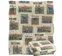 Jq Licensing - JL-JP Welcome to The Cabin Lake Signs Plaid Ultra Doux au Toucher Soyeux - 152 x 127 cm