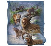 Jq Licensing - Jlo Big Cats Lion, Tiger, Leopard, Cougar Plaid Ultra Doux au Toucher Soyeux - 152 x 127 cm