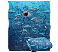 Jq Licensing - Royce Mcclure Wish You Were Here Great Blanc Sharks Plaid Ultra Doux au Toucher Soyeux - 152 x 127 cm