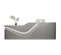 JQslycdmv Bureau de réception, Bande LED, avec tiroir avec Serrure, Plateau for Clavier et Compartiment Ouvert, sans Assemblage, for Bureau, Salon, Magasin et café(Grey - Right,280cm)