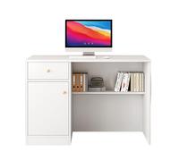 JQslycdmv Petit Bureau de réception Moderne avec tiroirs et Portes, Beaucoup d'espace for Bureau, Salon ou café(Warm White,100cm)