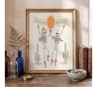 JRISEMECY Affiche Western D'Halloween Tableau Sur Toile, Cowboy Au Crâne Du Désert | Beige Grande Murale Decoration Chambre Salon, Affiche Impression Sur Toile Sans Cadre, 50X70Cm