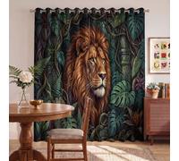 JRISEMECY Rideaux Occultant Lion Sauvage De La Jungle, 215 Cm Hauteur