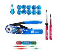 JRready ST2177 Crimper NEW-AS2 avec 11 Pcs Positionneurs et 6 Pcs Outils d'enlèvement & G125 Gauge, Crimping Tool Kit for Miniature and Sub-miniature Connectors 32-20 AWG Wire Harness