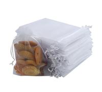 JRSHIRLEYLTD 110 PièCes 15 X 10 cm Sachets En Organza Blanc Protection Avec Cordon De Serrage, Sachets Cadeaux Pour Bijoux, Bonbons, Mariage