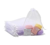 JRSHIRLEYLTD 15 X 20 cm Sachets En Organza Blanc Protection Avec Cordon De Serrage, 50 PièCes