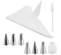 JRSHIRLEYLTD Lot de 100 poches à douille transparentes avec buses et brosse de nettoyage pour décorer, pâtisserie, gâteaux