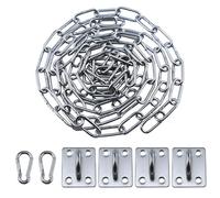 JRSHIRLEYLTD Lot de 2 chaînes en acier inoxydable - 1 m - Chaîne à maillons avec mousqueton en acier inoxydable - Chaîne en acier inoxydable pour fauteuil suspendu, hamacs, sacs de sable