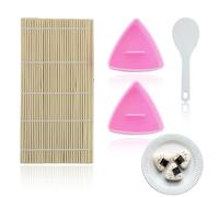 JRSHIRLEYLTD Lot de 2 moules triangulaires Onigiri de riz avec 1 cuillère à riz rose - Outils à sushis en plastique - Pour réaliser des sushis parfaits
