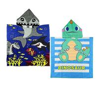 JRSHIRLEYLTD Lot de 2 peignoirs de plage pour enfants, motif requin, dinosaure, doux et absorbant, pour filles, garçons, enfants, (60 x 120 cm)