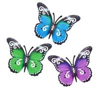 JRSHIRLEYLTD Lot de 3 grands papillons en métal - Décoration murale d'extérieur - Pour jardin, jardin, clôture, cour, décoration murale - 27 x 22 cm
