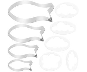 JRSHIRLEYLTD Lot de 4 Emporte-pièces Poisson et 5 Nuages, Acier Inoxydable, Facile à Nettoyer et Utiliser, Pour Pâtisserie et Collations