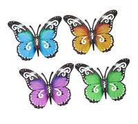 JRSHIRLEYLTD Lot de 4 grands papillons en métal - Décoration de jardin - Décoration murale d'extérieur - Papillon en métal - Pour clôtures extérieures - 27 x 22 cm