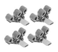 JRSHIRLEYLTD Lot de 4 porte-stylos avec 3 trous, clip de poche, double porte-stylo en métal pour clip de poche, idéal pour la maison, le bureau, les médecins et les infirmières, argenté