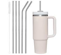 JRSHIRLEYLTD Lot de 5 pailles en acier inoxydable, réutilisables, durables et faciles à nettoyer pour tasses de 1,2 l, avec brosse de nettoyage, écologiques