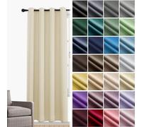JRUI Rideau Occultant Lot de 1 à Oeillets, Rideau Anti Chaleur, Rideau Douche, Rideau Opaque, Rideau Phonique, Rideau Dressing, pour Chambre Salon Balcon, 120 x 200cm (L x H) Beige