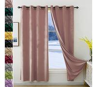 JRUI Rideau Occultant Thermiques Velours 180x240cm (LXH) Rose, Rideaux Thermiques Isolants Anti Chaleur Lot De 1 à Oeillets Rideaux Acoustiques Opaque, pour Fenetre Salon Chambre Maison