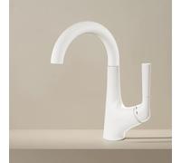JRUIA Robinet De Cuisine Gris Style Moderne, Robinet De Lavabo Pivotant À 360°, Alimentation en Eau Chaude Et Froide, Robinet De Salle De Bain À Double Commande avec Une Seule Poignée,E