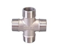 JRXFXEKW 1/4" 3/8" 1/2" 3/4" 1" 1-1/4" 1-1/2" 2" Male Cross 4 Ways Splitter 304 Stainless Pipe Fitting Connector Wate Gas Fuel Oil(1/2")