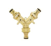 JRXFXEKW 1Pcs Brass Female 3/4" to 2-Way Tap 5/8" Nipple Water Splitter 3/4" Male Y Garden Tap Quick Connector Irrigation Valve(C)
