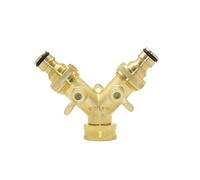JRXFXEKW 1Pcs Brass Female 3/4" to 2-Way Tap 5/8" Nipple Water Splitter 3/4" Male Y Garden Tap Quick Connector Irrigation Valve(B)