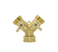 JRXFXEKW 1Pcs Brass Female 3/4" to 2-Way Tap 5/8" Nipple Water Splitter 3/4" Male Y Garden Tap Quick Connector Irrigation Valve(A)