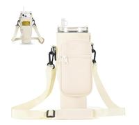 JRYXDS 1 Sac pour Stanley Cup 40oz en Néoprène, Housse Isotherme avec Poche Téléphone et Sangle Réglable, Idéal pour Voyages et Randonnée, Crème, Longueur Sangle 42-140 cm