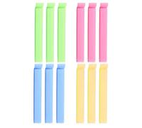 JRYXDS 12 Pinces Alimentaire Clip D'Étanchéité Plastique Pince Fermeture Sachet Alimentaire Réutilisable Pour Emballage Cuisine Bonbons Snack Les Biscuits Au Café Et Aux Noix (Vert, Rose, Jaune, Bleu