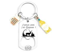 JRZDFXS Cadeau Chasseur Décapsuleur Chasse Porte clef Personnalisé pour un Chasseur - Accessoires de Chasse Humoristique Cadeau Homme Original pour Anniversaire, Noël (J'ai Chasse)