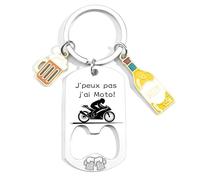 JRZDFXS Cadeau Fan de Basket Coach Porteclef Décapsuleur Original Porteclef Personnalisé pour Basket Chasseur Football Golfeur Motard Pêcheur Cycliste Rugby Cadeau (J'ai Moto)