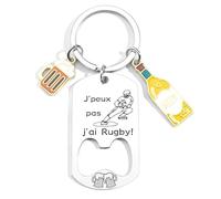JRZDFXS Décapsuleur Rugby Personnalisé - Cadeau Rugby Homme Original - Ouvre Bouteille Anniversaire, Noël pour Rugbymen et pour les Champions de la 3ème Mi-Temps (j'peux pas j'ai Rugby)