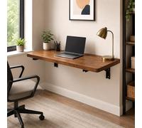 JS Ellie Bureau Mural Pliant, Table Murale Rabattable, Gain De Place, Grande Capacité De Charge, Cuisine, Chambre, Bureau, Balcon, Bar, Établi (Noyer) 80 * 45cm/31.5 * 17.7in