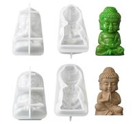 JS MOLD Lot de 2 mini moules en silicone de Bouddha - 6-7 cm - Pour bougies, résine époxy, plâtre, bureau, voiture, méditation, décoration