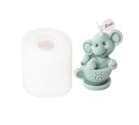 JS MOLD Moule à bougie, en silicone, motif animaux 3D, ours en tasse, éléphant, moule à savon, moule à savon, moule pour la fabrication de bougies, savons, décoration de gâteaux (éléphant)