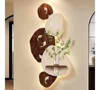 JS Space Décoration Murale 3D LED avec Éclairage, Sculpture Murale Plug-in pour Salon, Chambre, Bureau ou Entrée - Art Mural Lumineux Moderne pour Décor Intérieur brown 50 * 100cm/19.6 * 39.3in