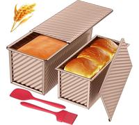 JSCORES Moule à pain de mie Set 4PCS antiadhésif avec couvercle en or rose